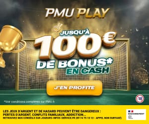 bonus de bienvenue PMU Play : 100 euros de bonus cash